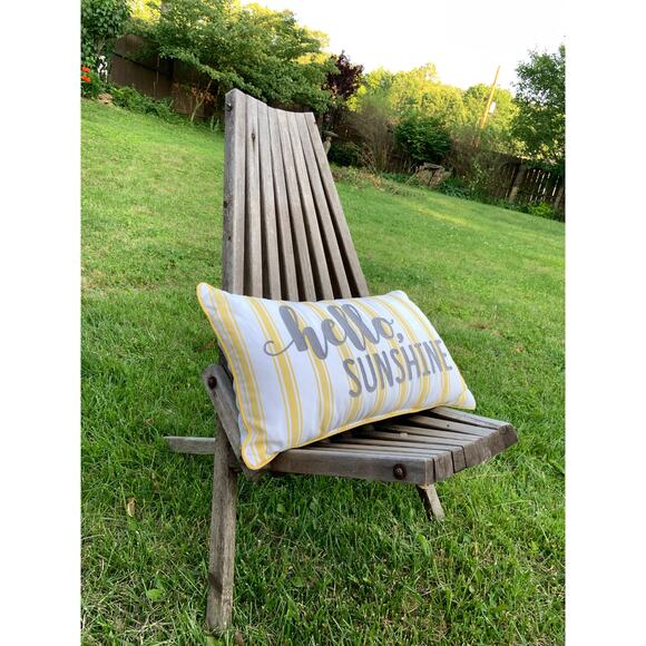 Hello Sunshine Embroidered Yellow Stripe Pillow Rectangle - Picture 2 of 3